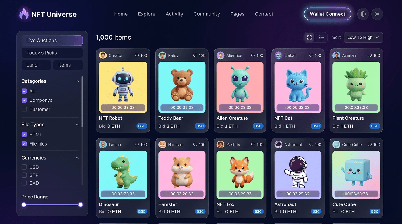 NFT Universe: An OpenSea-Class NFT Marketplace, Shipped End-to-End screenshot